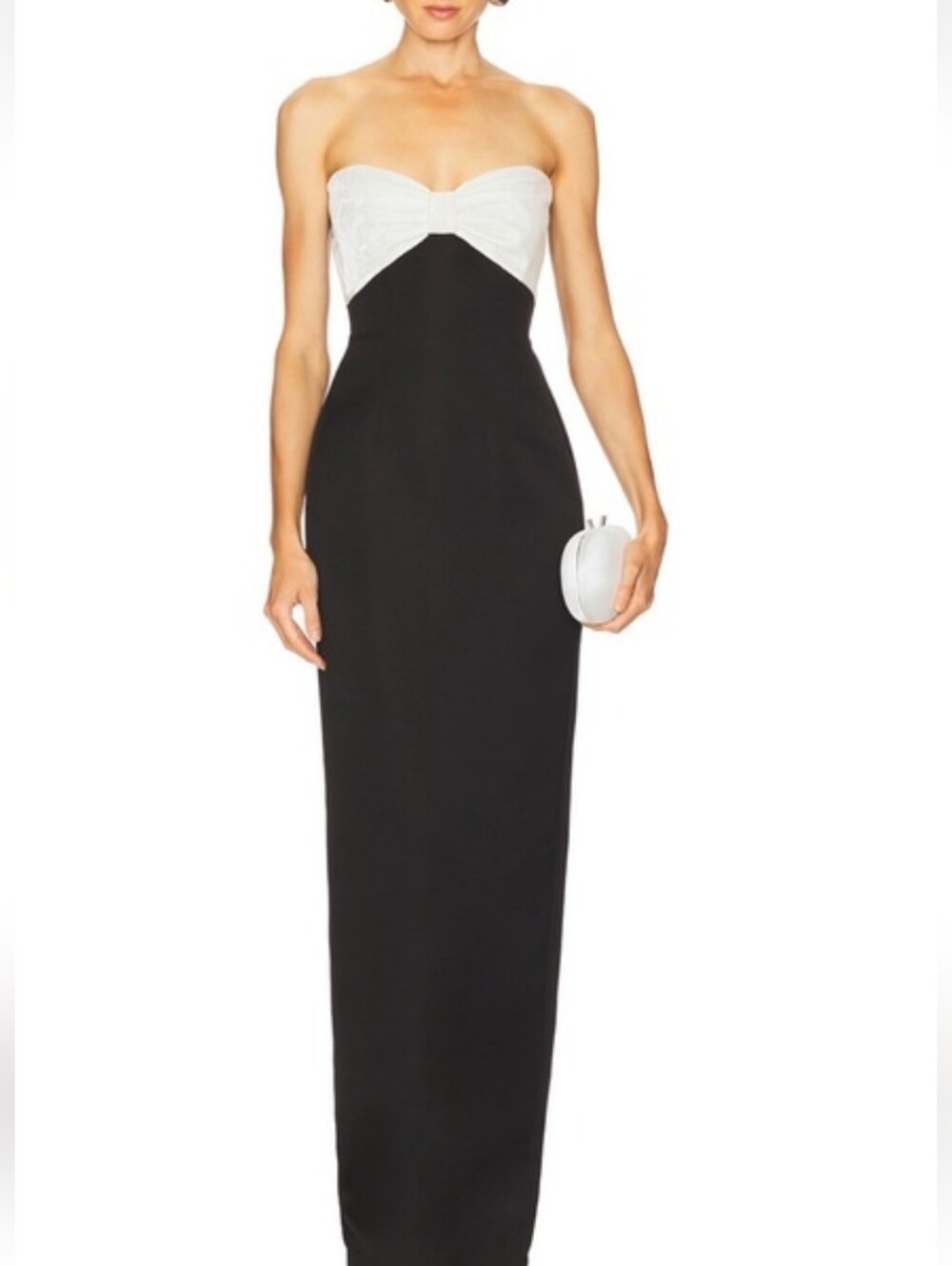 Sau Lee gorgeous Jacklyn Strapless Black & White Column Gown size 4 NWTS